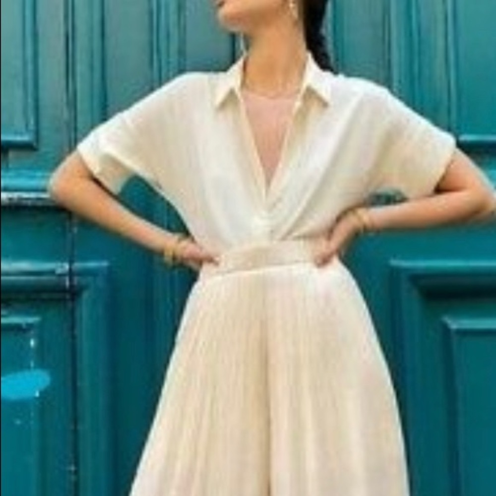 Zara Cream Wide-Leg Jumpsuit